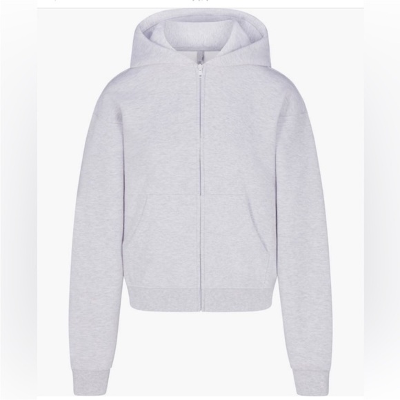 SKIMS Cotton Fleece Classic Zip Up Hoodie | Light Heather Grey | Size M - Picture 4 of 7